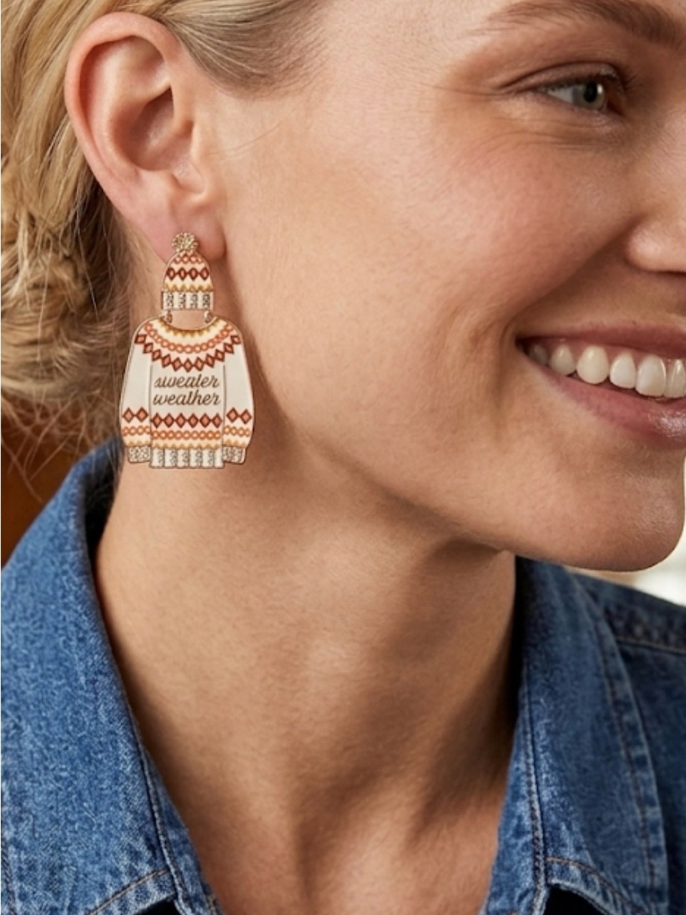 Baublebar Sweater Weather Knit Sweater Earrings - White & Tan